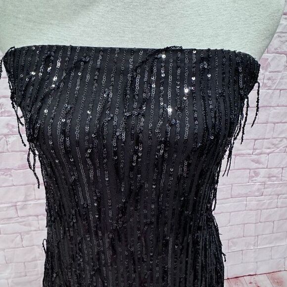 Women's Tube Sequin Fringe Mini Bodycon Dress - Wild Fable Dark Gray  size Large - Picture 3 of 8